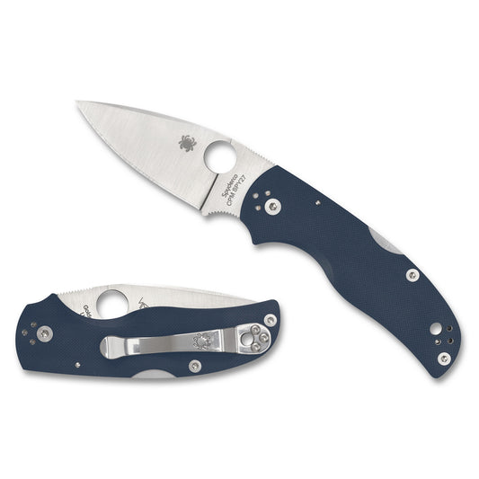 Spyderco, Native 5, Folding Knife, 3" Drop Point Blade, CPM SPY27 Blade, 6.875" Overall Length, Lockback, Satin Finish, Silver Blade, Cobalt Blue G-10 Handle C41GPCBL5