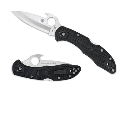Spyderco Delica 4 Wave Folder Knife 2.906" Blade Plain Edge Black FRN Handle C11PGYW