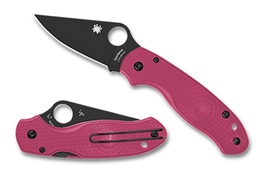 Spyderco, Para 3 Lightweight, Folding Knife, Plain Edge, Pink FRN Handle, DLC Finish, Black, 2.92" Blade Length, CTS BD1N C223PPNBK