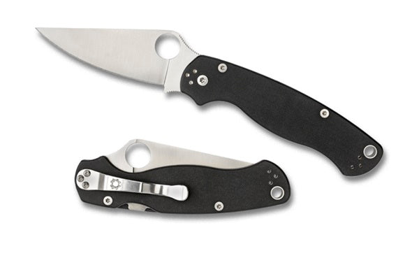 Spyderco Para 2 Folder Knife 3.44 in Plain Edge Black G-10 Handle C81GP2
