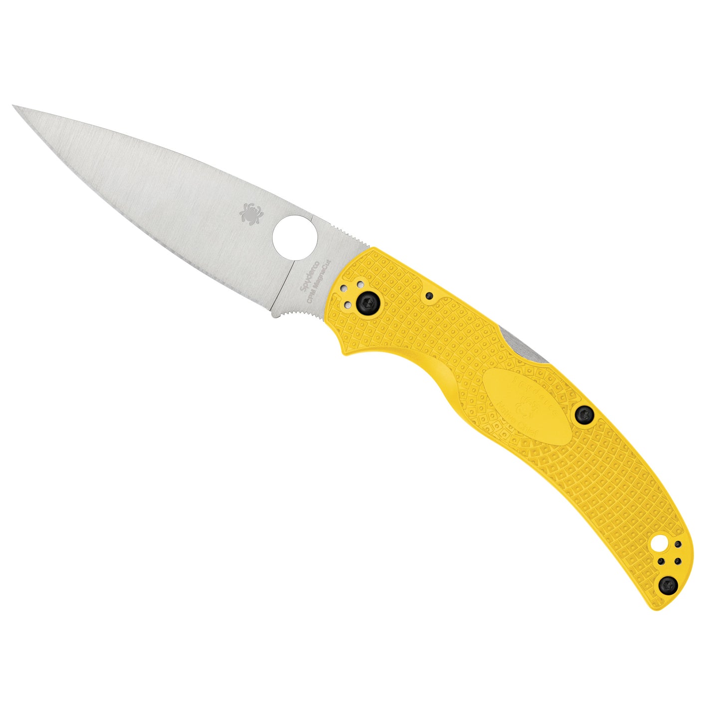 Spyderco, Native Chief Lightweight Salt, Folding Knife, Plain Edge, Yellow FRN Handle, Satin Finish, Silver, 4.02" Blade Length, CPM Magnacut Steel C244PYL