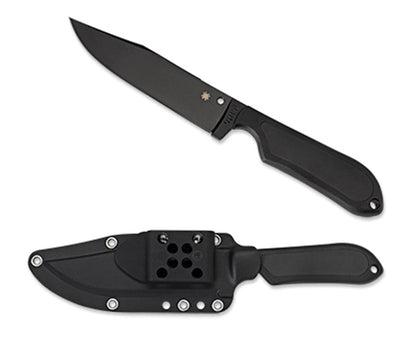 Spyderco Street Bowie 5" Fixed Blade Knife Plain Edge VG10 Black Blade Kraton Handle FB04PBB
