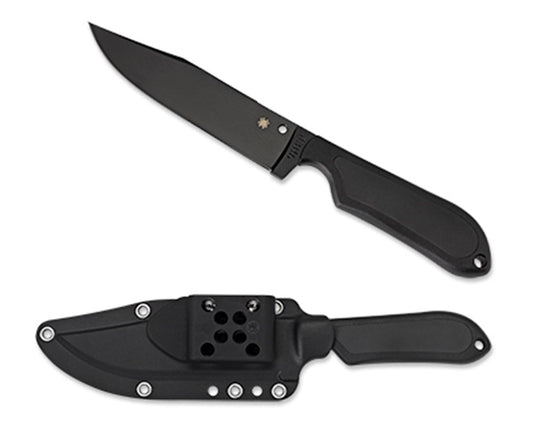 Spyderco Street Bowie 5" Fixed Blade Knife Plain Edge VG10 Black Blade Kraton Handle FB04PBB