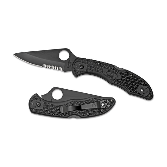 Spyderco Delica4, 2.875" Folding Knife, Combo Edge, VG10/Black, Kraton Handle C11PSBBK