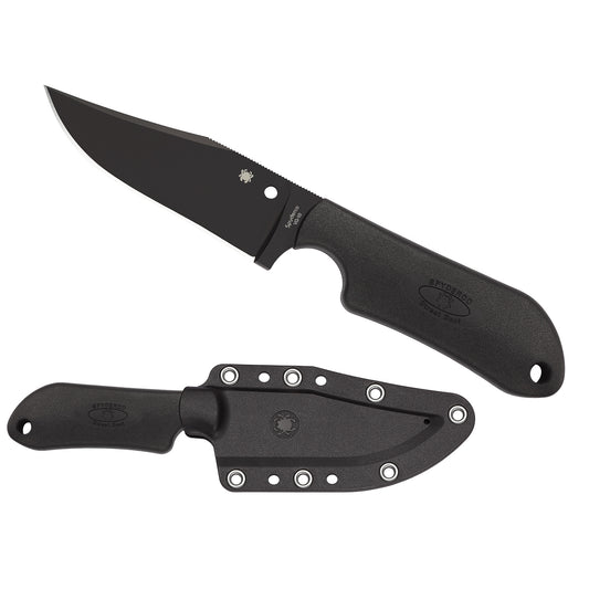 Spyderco Street Beat Lightweight Fixed Blade Knife 3.5 in Black Plain Edge VG-10 Blade Black FRN Handle FB15PBBK