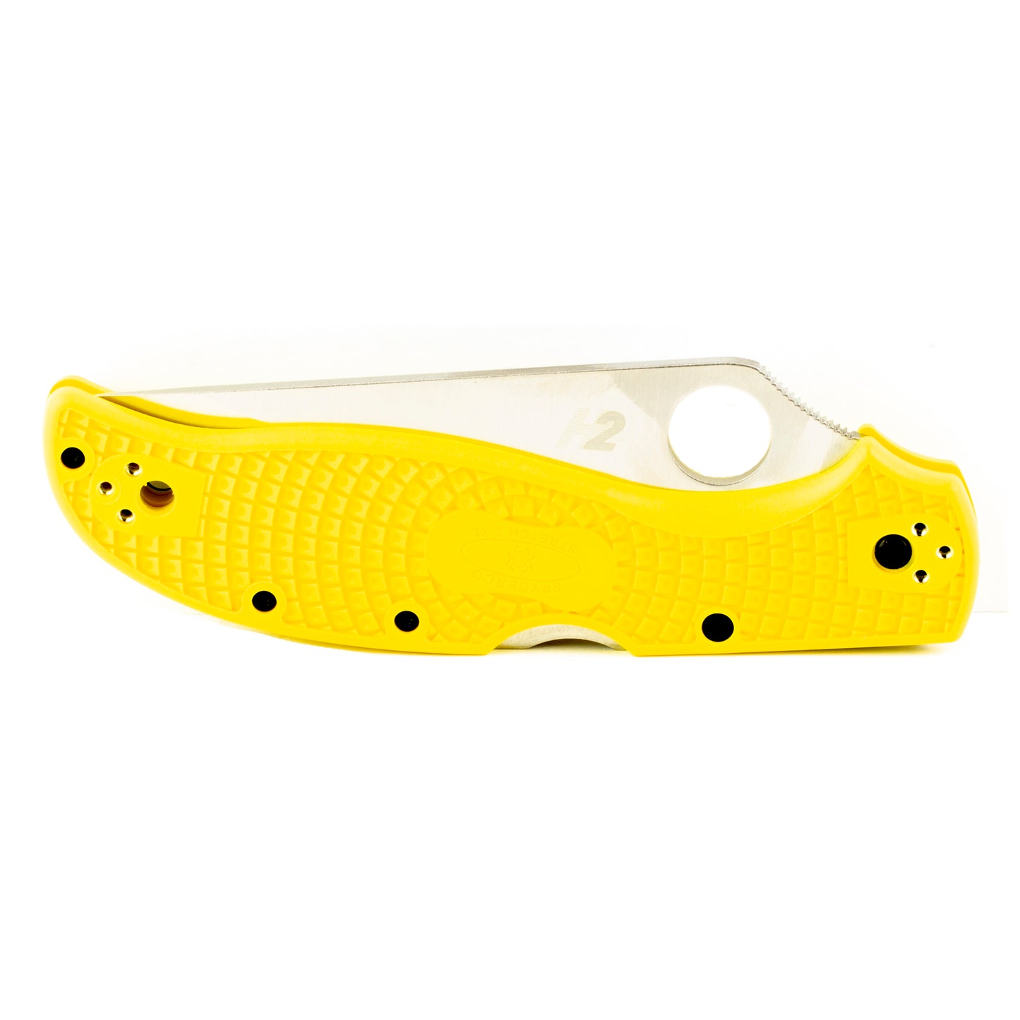 Spyderco, Stretch 2 Lightweight Salt, Folding Knife, Plain Edge, Yellow FRN Handle, Satin Finish, Silver, 3.95" Blade Length, H-2 Steel C258PYL