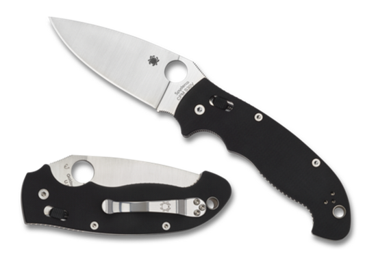 Spyderco, Manix 2 XL, 3.875" Folding Knife, Clip Point, Plain Edge, CPM-S30V, Black G10, Circle Thumb Hole/Pocket Clip C95GP2