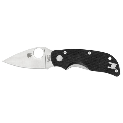 Spyderco Cat Folding Knife 2.44" Plain Edge Blade CTS BD1N Steel w/ Black G-10 Handle Circle Thumb Hole/Pocket Clip C129GP