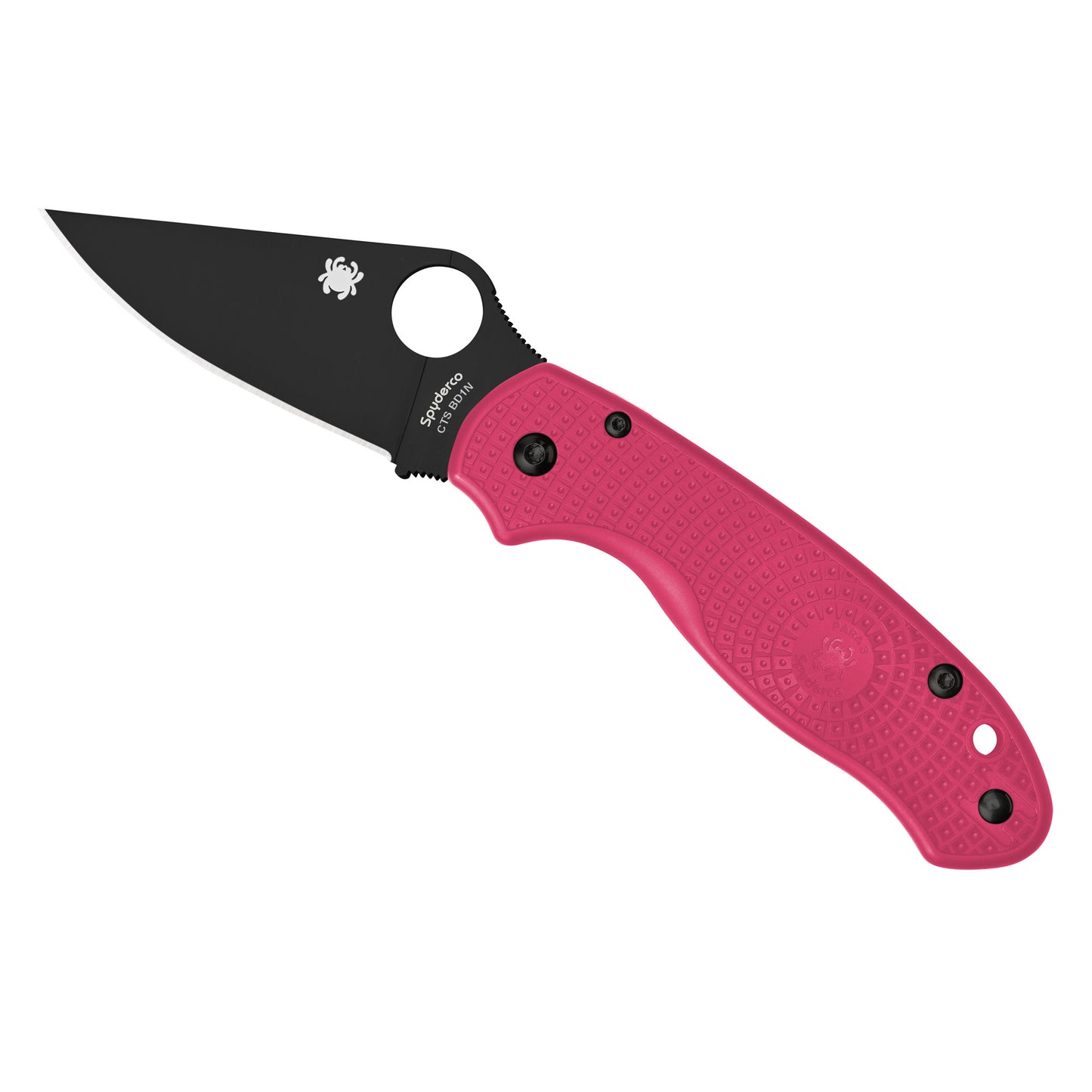 Spyderco, Para 3 Lightweight, Folding Knife, Plain Edge, Pink FRN Handle, DLC Finish, Black, 2.92" Blade Length, CTS BD1N C223PPNBK
