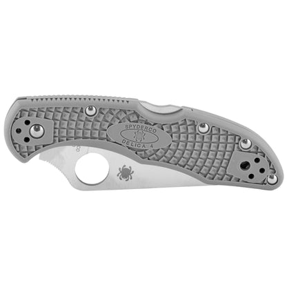 Spyderco Delica 4 Folder Knife 2.88 in Plain Edge, Gray FRN Handle C11FPGY