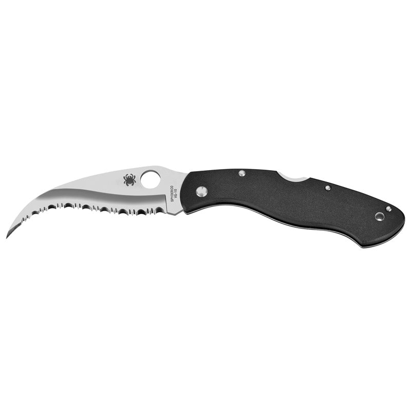 Spyderco Civilian Folder Knife 4.09" Serrated Edge Black G-10 Handle  C12GS