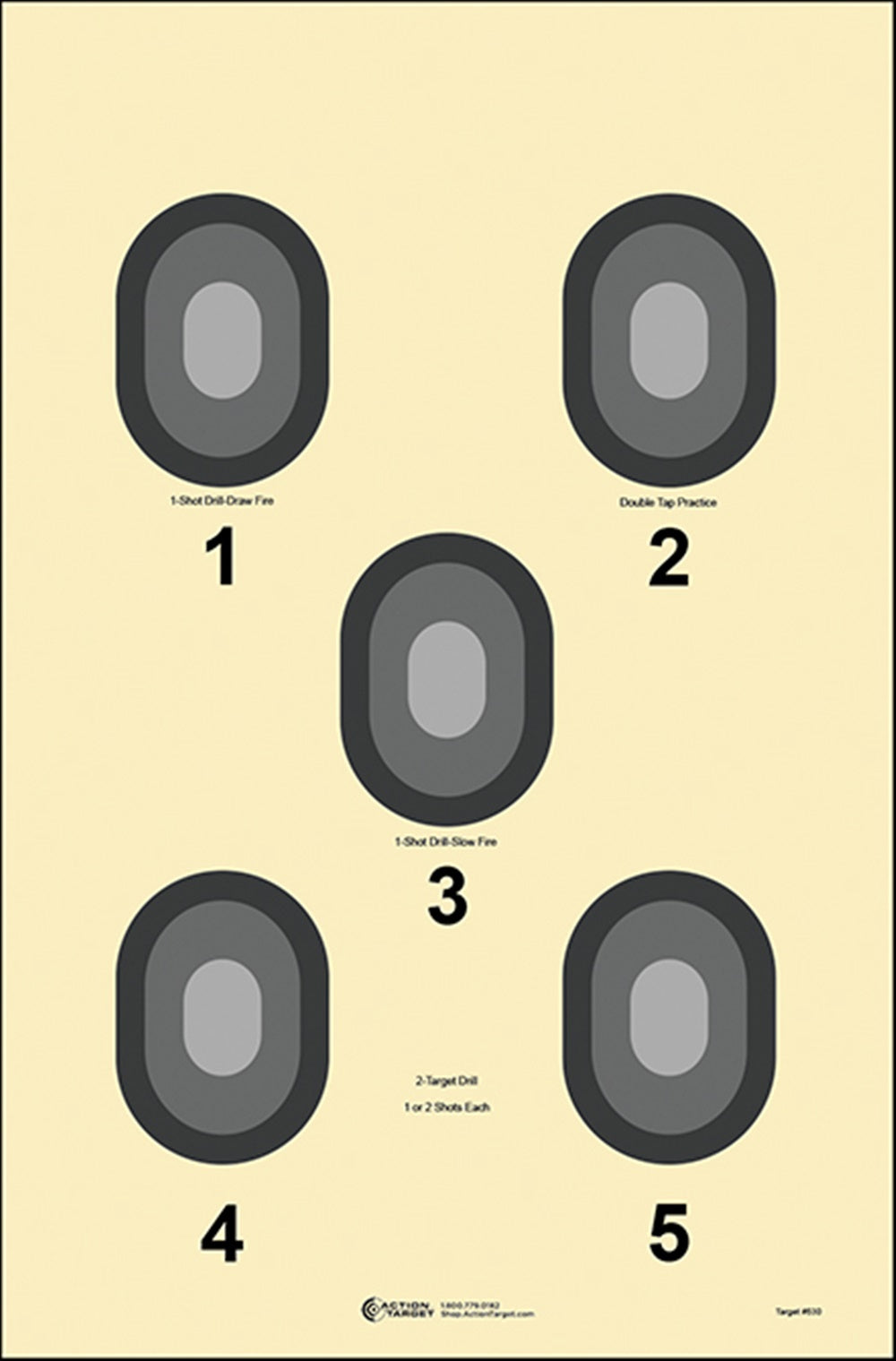 Action Target 5 Bull's-Eye Paper Targets Cream & Black 23" x 35" Box of 100