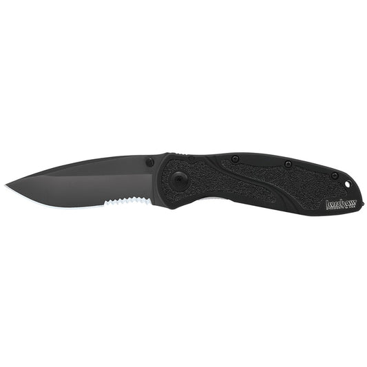 Kershaw Blur Glass Breaker 3.375" Folding Knife 14C28N Combo Edge 1670GBBLKST